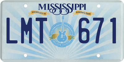 MS license plate LMT671