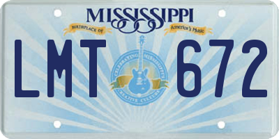 MS license plate LMT672