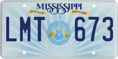 MS license plate LMT673