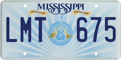 MS license plate LMT675