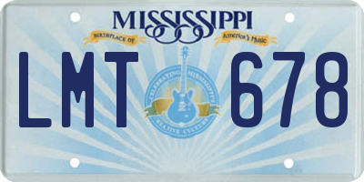 MS license plate LMT678