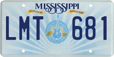 MS license plate LMT681
