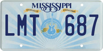 MS license plate LMT687
