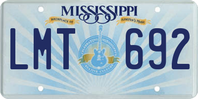 MS license plate LMT692