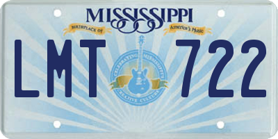 MS license plate LMT722