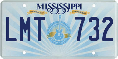 MS license plate LMT732