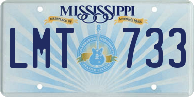 MS license plate LMT733