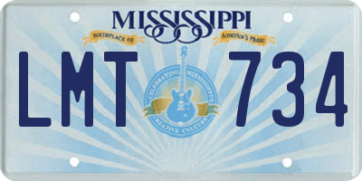 MS license plate LMT734