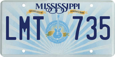 MS license plate LMT735