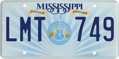 MS license plate LMT749