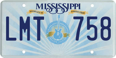 MS license plate LMT758