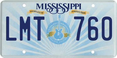 MS license plate LMT760