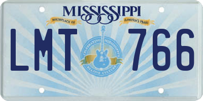 MS license plate LMT766
