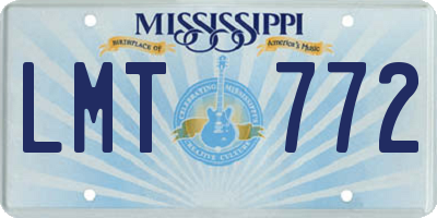 MS license plate LMT772