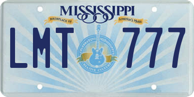 MS license plate LMT777