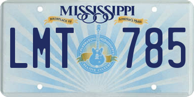 MS license plate LMT785