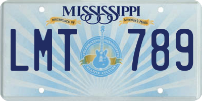 MS license plate LMT789