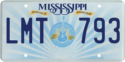 MS license plate LMT793