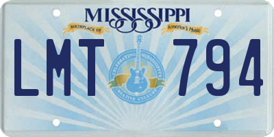 MS license plate LMT794