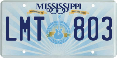 MS license plate LMT803