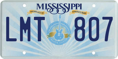 MS license plate LMT807