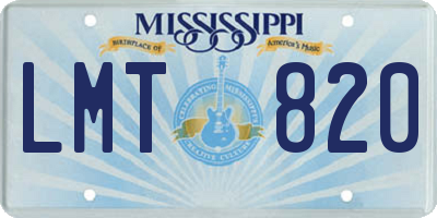 MS license plate LMT820