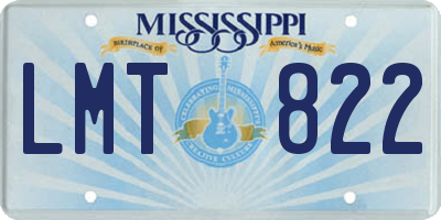 MS license plate LMT822
