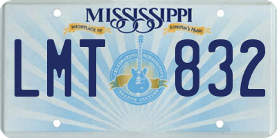 MS license plate LMT832