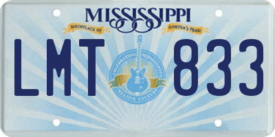 MS license plate LMT833