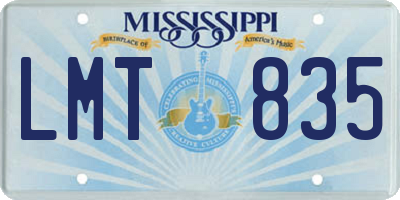 MS license plate LMT835