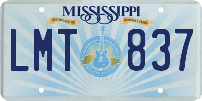 MS license plate LMT837