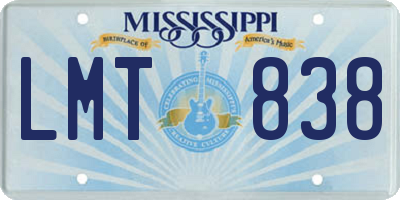 MS license plate LMT838