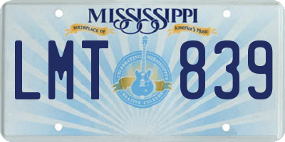 MS license plate LMT839