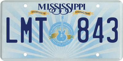 MS license plate LMT843