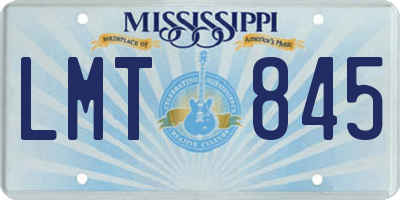 MS license plate LMT845