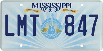 MS license plate LMT847