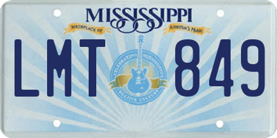 MS license plate LMT849