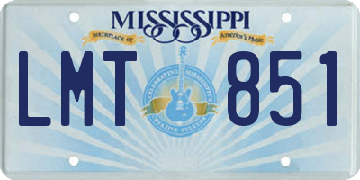 MS license plate LMT851