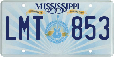 MS license plate LMT853