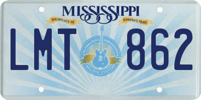 MS license plate LMT862