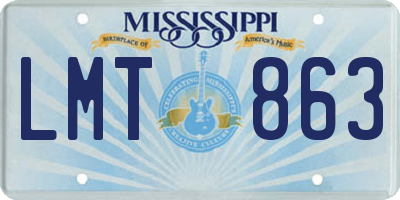 MS license plate LMT863