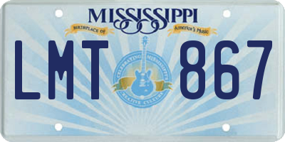 MS license plate LMT867