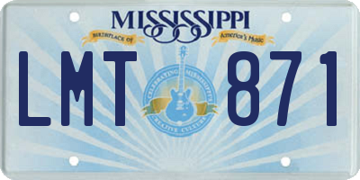 MS license plate LMT871