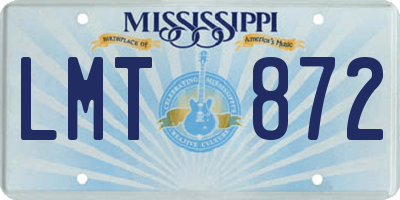MS license plate LMT872