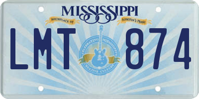 MS license plate LMT874