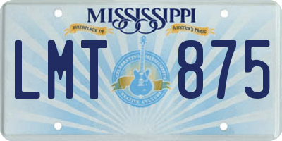 MS license plate LMT875