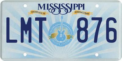 MS license plate LMT876