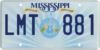 MS license plate LMT881
