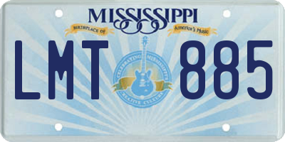 MS license plate LMT885