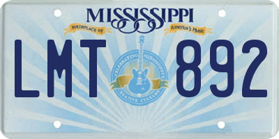 MS license plate LMT892